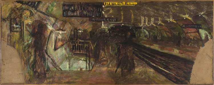 Edouard Vuillard (1868-1940). Le Métro, la station Villiers, 1916. Painting with glue enhanced with pastel on paper mounted on canvas, 88.5 x 219.5 cm. Paris, Musée d’Orsay, Purchase, 2007. Photo: RMN-Grand Palais (Musée d’Orsay) / Hervé Lewandowski.