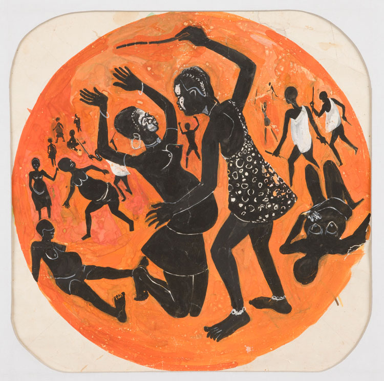 Asaph Ng’ethe Macua, When the Men Took Power From Women, n.d. Gouache on paper, 41.1 x 44.2 cm. © Courtesy of the Artist. Photo: Maximilian Geuter.
