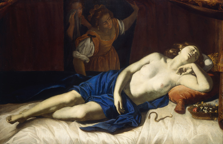 Artemisia Gentileschi. Cleopatra, c1633-5. Oil on canvas, 117 × 175.5 cm. Private collection. © Private Collection / Photo Giorgio Benni.