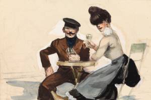Edward Hopper. Couple Drinking, 1906-7. Watercolour, 34.3 x 50.5 cm. New York, Whitney Museum of American Art,
Josephine N. Hopper Bequest. © Heirs of Josephine N. Hopper, licensed by the
Whitney Museum of American Art.
