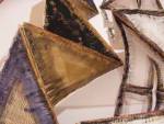 Helen Geier.  
      <em>Angles of Shadow & Light (detail), </em>2008. Paper, gesso, watercolour, 450 cm x 31 cm.