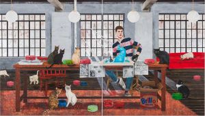 A wryly humorous new series of works by the Miami-based painter introduces his fictional menagerie of eccentric and obsessive conceptual artists