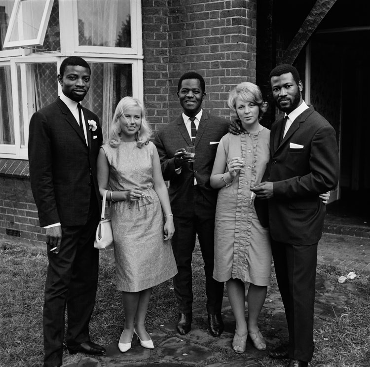 James Barnor. A group of friends photographed during Mr. And Mrs Sackey’s wedding, London, c1966. Courtesy of Galerie Clémentine de la Féronnière.