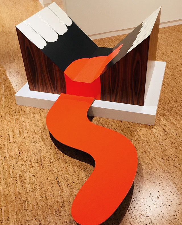 Slavs and Tatars, Rahle for Richard, 2014. Veneer on MDF, installation view, The Bunker Artspace, West Palm Beach, Florida. Photo: Jill Spalding.