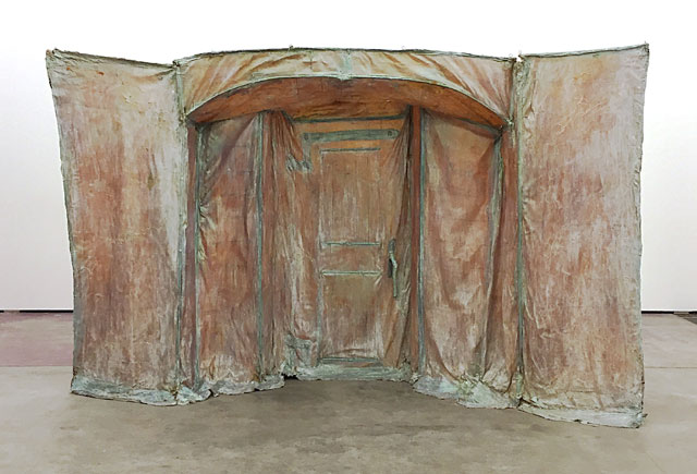 Heidi Bucher. Borg, 1976. Textile, latex, mother-of-pearl pigments, bamboo, approx 230 x 350 x 100 cm (90½ x 137¾ x 39¼ in). Estate of Heidi Bucher. Photo: Mayo Bucher.