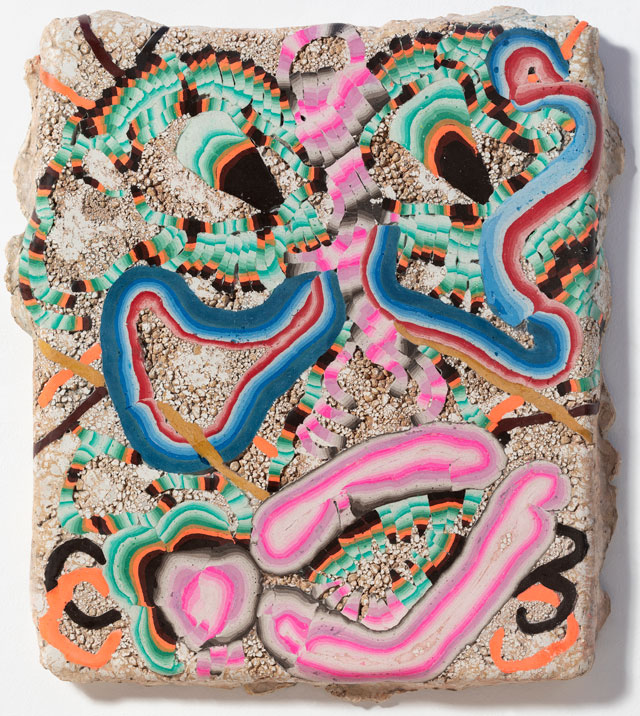 Kerstin Brätsch. Psychic Fossil _Stucco Marmo, 2018. Plaster, pigments, glue, 64 x 58 x 4.5 cm. Photograph: Daniele Molajoli.