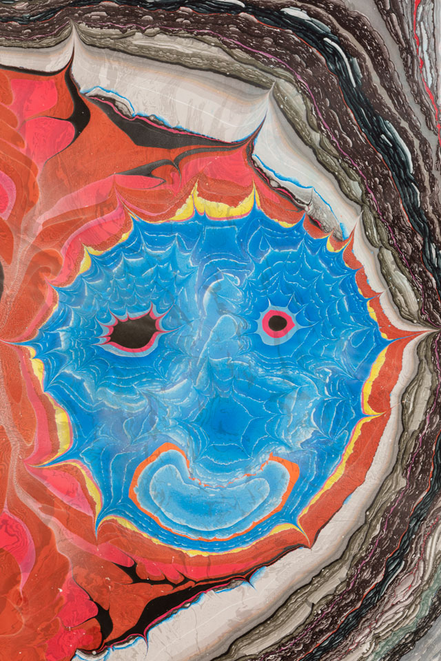 Kerstin Brätsch, Unstable Talismanic Rendering Psychopompo (with gratitude to master marbler Dirk Lange), detail, 2018. Photograph: Daniele Molajoli.