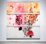 Maria Magdalena Campos-Pons. The One That Carries Fire, 2011. Drawing and mixed media on paper, three panels, 34 × 92 in each.
Courtesy of the artist and Stephan Stoyanov Gallery.
