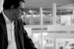 Ivo Mesquita, chief curator of Bienal Internacional de Arte de S&atilde;o Paulo, on the floor he promised to leave empty for the exhibition. Photographer: Eliza Ramos