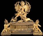 <em>Durga.</em> Nepal, 13th century. Gilt copper alloy, 11 x 13 x 7&frac14; in. Rubin Museum of Art, C2005.16.11 (HAR 65433)