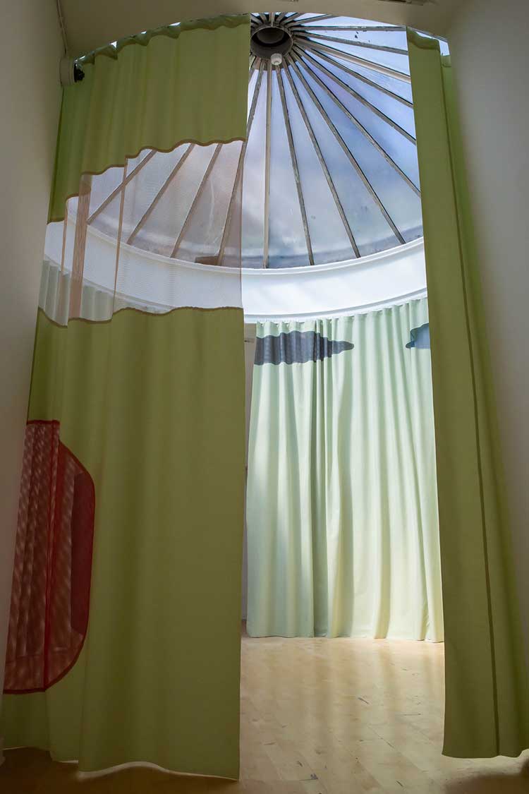 Céline Condorelli, Host, 2019. Fabric. Installation view, Céline Condorelli: After Work, Talbot Rice Gallery, University of Edinburgh. Courtesy the artist and Talbot Rice Gallery. Photo: Sally Jubb.