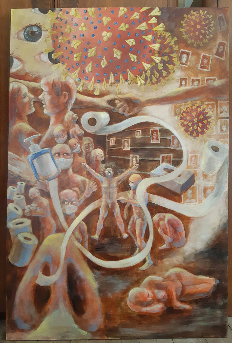 Gill Nicholas COVID-19, 2020. Acrylic on canvas, 150 x 100 cm. © the artist.