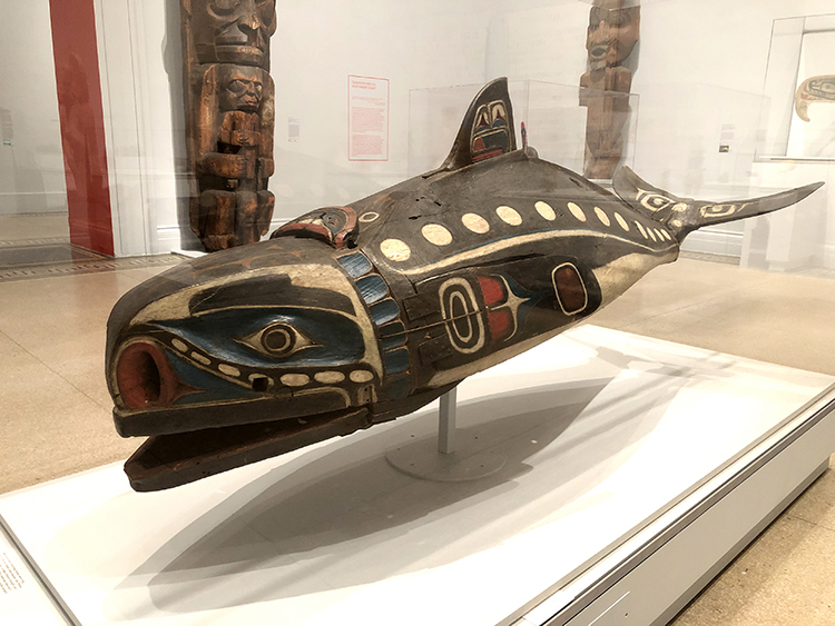 Kwakwa̱ka̱’wakw artist, Baleen Whale Mask, 19th century. Cedarwood, pigment, hide, cotton cord, metal nails. Alert Bay, Cormorant Island, British Columbia, Canada. Photo: Antonio Rivera.