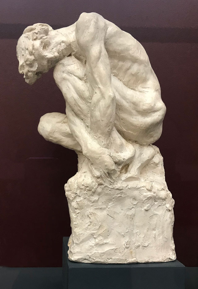 Camille Claudel. L’Homme penché (Man Leaning), c1886. Plaster, 43.2(h) x 16.5(w) x 28(d) cm. Roubaix, La Piscine-musée d