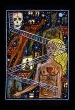 <em>To Belong</em>, 2007. 4x6 inches. Watercolour, gouache, coloured pencils and pen on paper &copy; Carlos Ortiz 