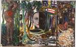 <em>Gateway to Heaven</em>, 2004. 96x60 inches. Mixed media on canvas &copy; Carlos Ortiz