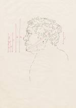 Celia Scott. <i>Study for Vulcan</i>, 1983. Pencil and crayon on paper, 24 x 18 cm approx.