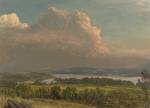 Frederic Edwin Church (American, 1826&ndash;1900), <em>Sunset across the Hudson Valley, New York</em>. U.S.A., 1870. Brush and oil paint, graphite on thin cream color paperboard. Gift of Louis P. Church, 1917-4-582-a. Photo: Matt Flynn