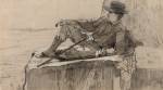 Winslow Homer (American, 1836&ndash;1910), <em>Study for Mountain Climber Resting</em>. U.S.A., 1868&ndash;69. Black and white crayon on brown laid paper. Gift of Charles Savage Homer, Jr., 1912-12-98. Photo: Matt Flynn 