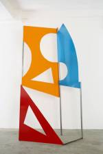 John McLean. <em>Traffic Yellow</em>, 2010. Powder-coated steel and aluminium, height 260 cm. &copy; the artist, images courtesy Poussin Gallery.