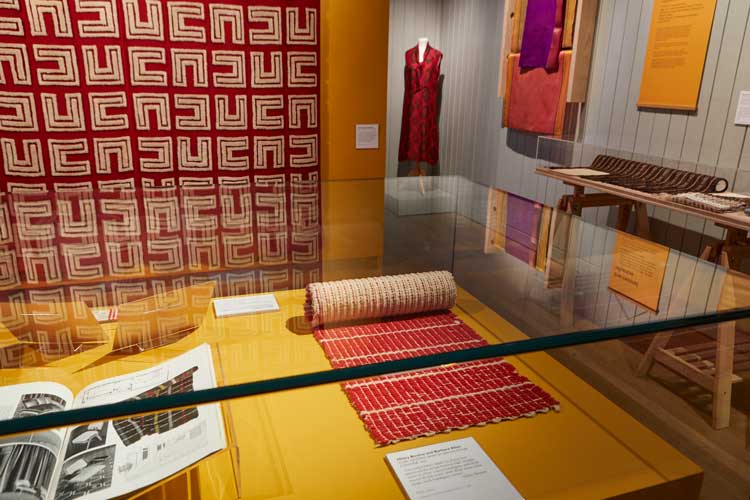 Double Weave: Bourne and Allen’s Modernist Textiles, installation view, Ditchling Museum of Art and Craft, 2023. Photo: Tessa Hallmann.