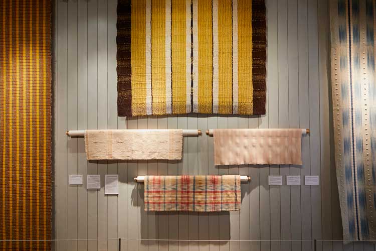 Double Weave: Bourne and Allen’s Modernist Textiles, installation view, Ditchling Museum of Art and Craft, 2023. Photo: Tessa Hallmann.