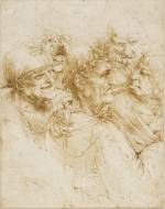 Leonardo da Vinci (1452-1519).<em> Five character studies (A man tricked by gypsies</em>), about 1493. Pen and ink on paper, 26 x 20.5 cm. Lent by Her Majesty The Queen (RL 12495). The Royal Collection. &copy; 2011, Her Majesty Queen Elizabeth II.