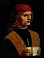 Leonardo da Vinci (1452&ndash;1519). <em>Portrait of a Young Man (&lsquo;The Musician&rsquo;)</em>, about 1486&ndash;7. Oil on walnut, 44.7 x 32 cm. Veneranda Biblioteca Ambrosiana, Pinacoteca &ndash; Milan (99). &copy; Veneranda Biblioteca Ambrosiana &ndash; Milano/De Agostini Picture Library.