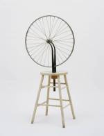 Marcel Duchamp, American, born France 1887-1968. <em>Bicycle Wheel (Roue de bicyclette)</em>, New York, 1951 (third version, after lost original of 1913). 
Metal wheel mounted on painted wooden stool, 128.3 x 63.8 x 42 cm. The Museum of Modern Art, New York. The Sidney and Harriet Janis Collection, 1967
 &copy; 2006 Marcel Duchamp/Artists Rights Society (ARS), New York/ADAGP, Paris/Succession Marcel Duchamp.