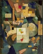 Kurt Schwitters, German, 1887-1948. <em>Merz Pictures 32 A. The Cherry Picture</em> 1921. Cut-and-pasted colored and printed papers, cloth, wood, metal, cork, oil, pencil and ink on board, 91.8 x 70.5 cm. The Museum of Modern Art, New York. Mr and Mrs A Atwater Kent, Jr. Fund, 1954
 &copy; 2006 Kurt Schwitters/Artists Rights Society (ARS), New York/VG Bild-Kunst, Bonn.