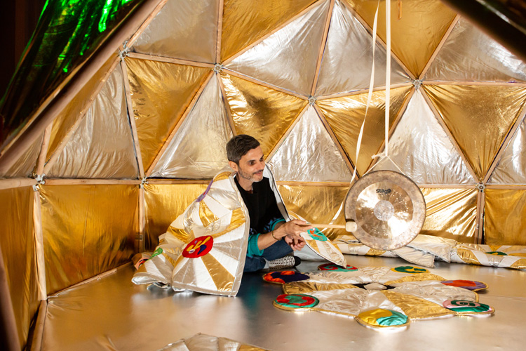 Angelo Plessas. Karma Dome (interior), 2019. Installation view, The Extended Mind, 2019. Image courtesy Talbot Rice Gallery, The University of Edinburgh.