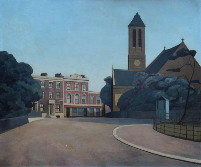 Harold Steggles. St Mark’s Church, Victoria Park, 1934. Oil on board, 61 x 55 cm.