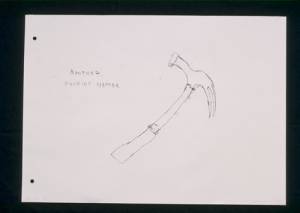 Tracey Emin.        <em>Another Hammer</em> 1999. 
Monoprint, 
32 x 23 inches (81.3 x 58.4 cm). Copyright © the artist.
Photo: Stephen White. 
Courtesy White Cube.