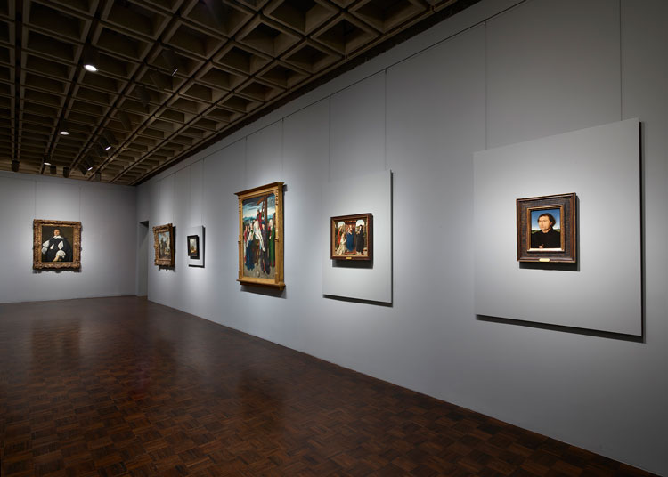 Room 2: Early Netherlandish painting (1440–1570) by Memling (foreground), Van Eyck, David, and others, as shown at Frick Madison by The Frick Collection. Photo: Joe Coscia, courtesy The Frick Collection.