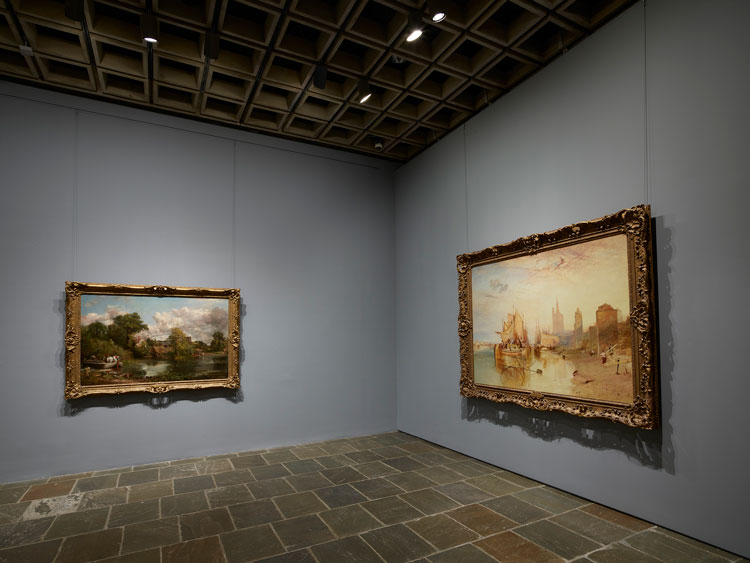 Room 20: Works by British landscape rivals Turner (right) and Constable (left) are shown in this gallery. Photo: Joe Coscia, courtesy The Frick Collection.