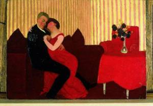vanessa 
            Bell. A Conversation c.1913-16. Oil on canvas, 86.6 x 81 cm. Private 
            collection on extended loan to the Courtauld Institute Gallery, London. 
            © 1961 Estate of Vanessa Bell, courtesy Henrietta Garnett.