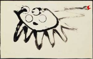 Helen Frankenthaler. Black Sun Drawing with Red, 1960, oil on paper, 14 x 23 in. Image courtesy of The Royal Scottish Academy.