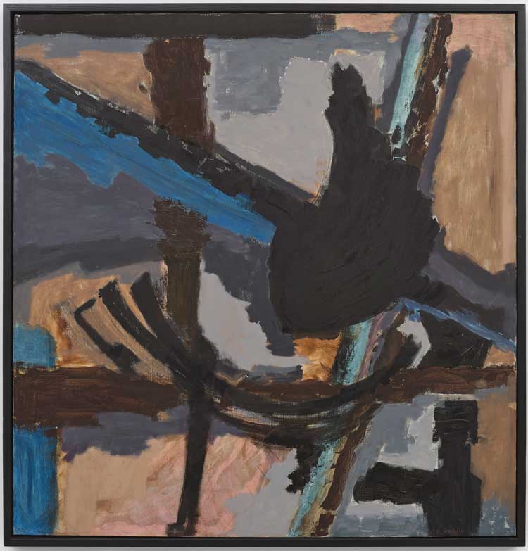 Judith Godwin. Betrayal, 1976. Oil on canvas, 127 x 121.9 cm (50 x 48 in). Courtesy Pippy Houldsworth Gallery, London, and Berry Campbell, New York. © Judith Godwin Foundation. Photo: Ben Westoby.
