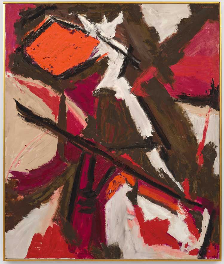 Judith Godwin. Elegy to a Slain Deer, 1975. Oil on canvas,
127 x 106.7 cm (50 x 42 in). Courtesy Pippy Houldsworth Gallery, London, and Berry Campbell, New York. © Judith Godwin Foundation. Photo: Ben Westoby.