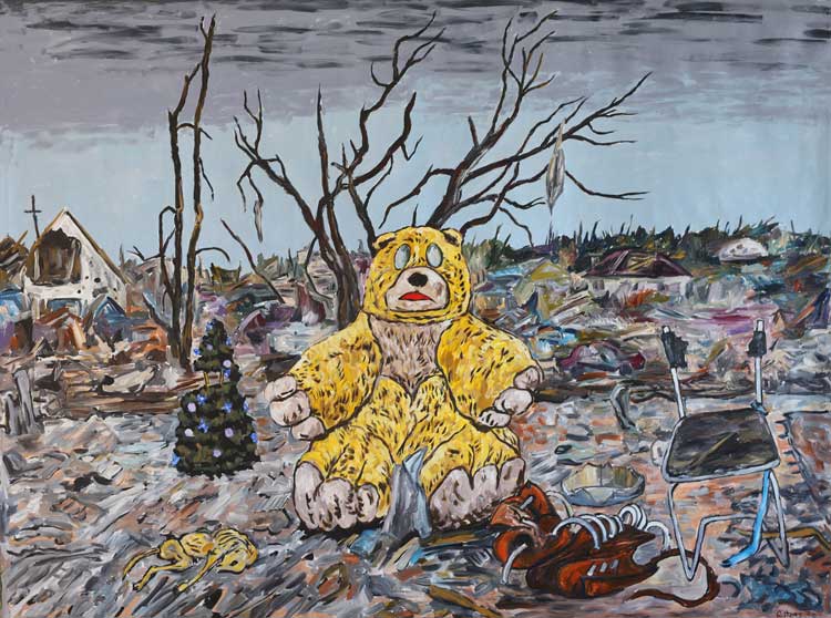 George Gittoes, Victory Triptych, Russian Bear, 2022. Acrylic on canvas, 184 x 250 cm. © the artist.