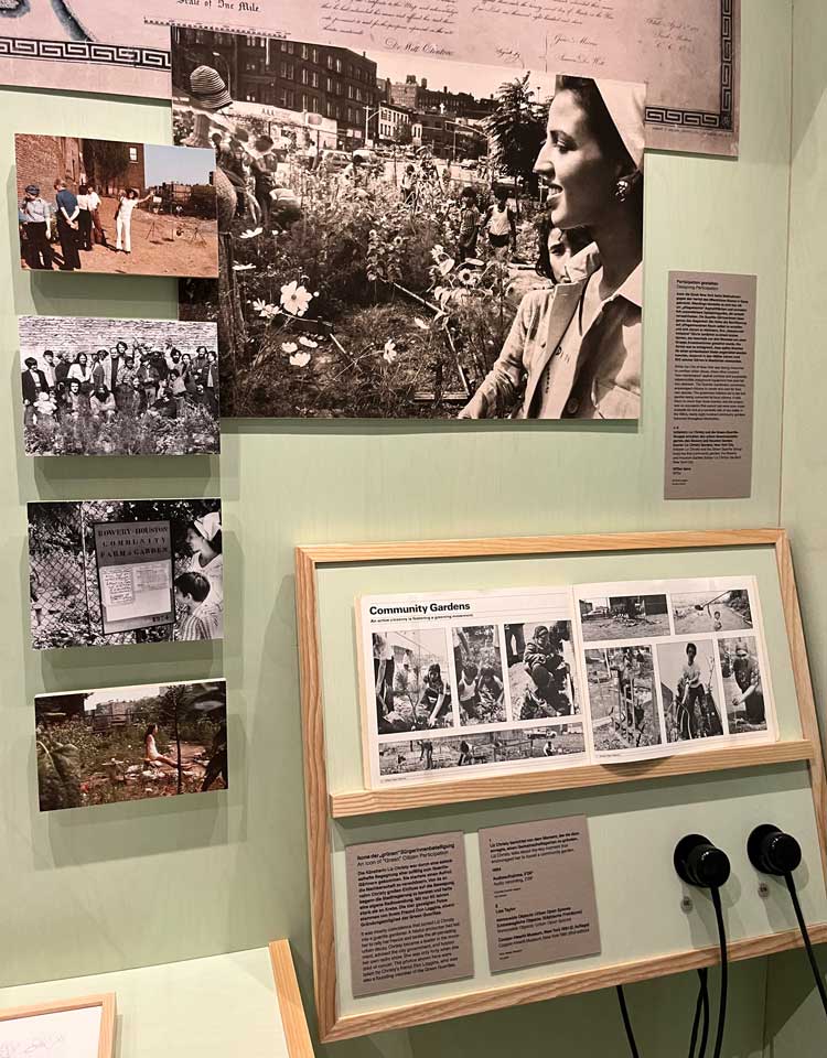 Guerrilla gardening display, including US pioneer Liz Christy (pictured top right). Photo: Veronica Simpson.