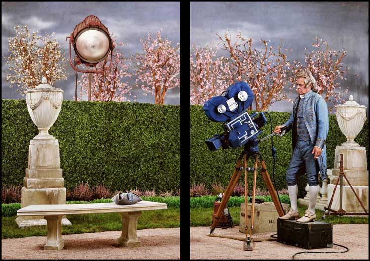 Rodney Graham, Actor / Director, 1954, 2013. Painted aluminium lightboxes with transmounted chromogenic transparencies; diptych 261 x 368 x 18 cm (102 3/4 x 144 7/8 x 7 1/8 in
), each panel: 261 x 182 x 18 cm (91 5/8 x 71 5/8 x 7 in). Photo: Rodney Graham © Rodney Graham. Courtesy the artist and Hauser & Wirth.