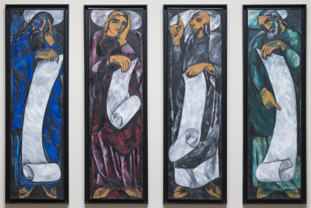 Natalia Goncharova, The Evangelists,1911, installation view at Tate Modern, 2019. Photo: © Tate Photography (Matt Greenwood).