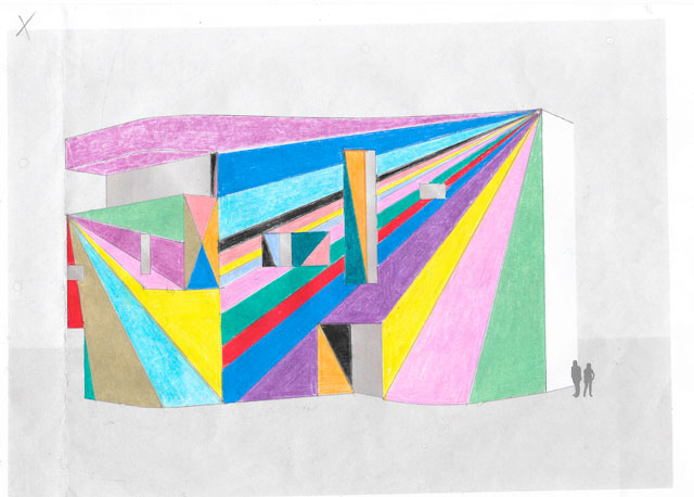 Lothar Götz, Sketch for Brewers Towner Commission: Dance Diagonal, 2019, courtesy the artist and Towner Art Gallery.