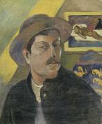 Paul Gauguin. <em>Self-portrait with Manao tu papau</em>, 1893. Oil on canvas, 46 x 38 cm. &copy; RMN (Mus&eacute;e d'Orsay)/Herv&eacute; Lewandowski. &copy; Paris Mus&eacute;e d'Orsay.