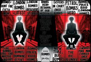 Gilbert & George. <em>Bombs</em> 2006. Courtesy Jay Jopling/White Cube, London &copy; Copyright the artist 336 x 493 cm