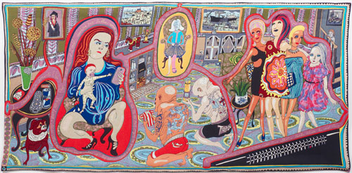 Grayson Perry. The Adoration of the Cage Fighters, 2012. Wool, cotton, acrylic, polyester and silk tapestry, 200 x 400 cm (78 3/4 x 157 1/2 in), edition of 6 plus 2 artist