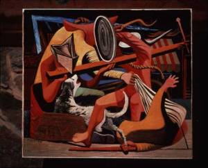 Philip Guston, The Gladiators, 1938. Oil on canvas. 67.2 x 71.1 cm. The Edward R Broida Collection. Photo © 1986 Douglas M Parker 
        Studio