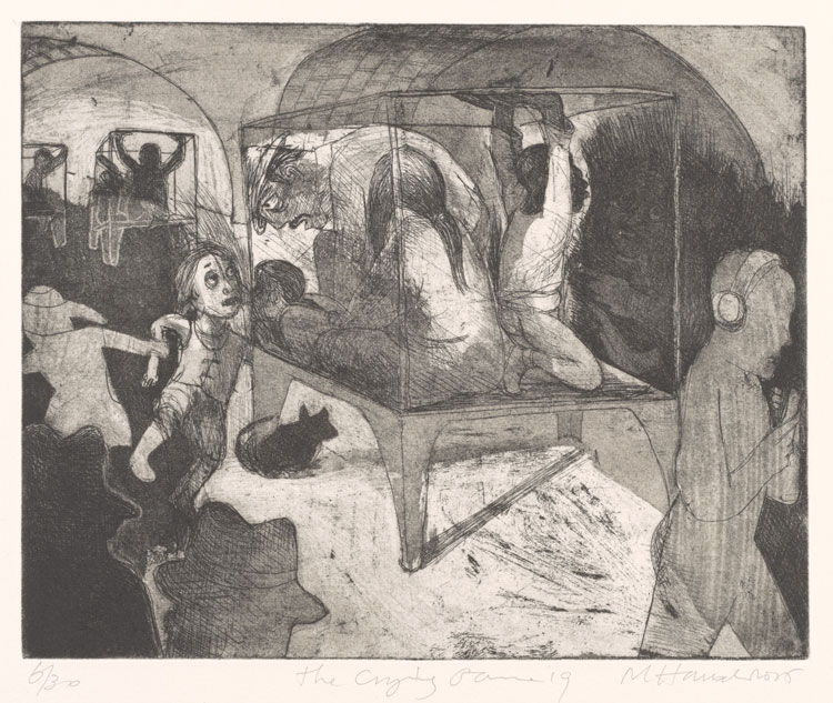 Marcelle Hanselaar, Stuck, 2015. Etching and aquatint. No.19 from the set The Crying Game. © Marcelle Hanselaar.