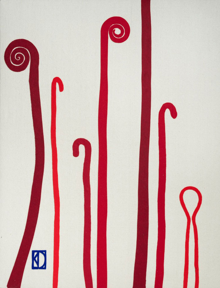 Kate Daudy. Mummification Tools, 2019. Wool felt decoupage on canvas, 132 x 178 cm